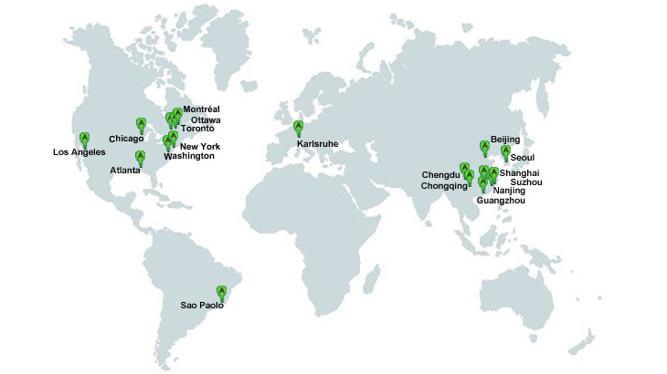 world map with stations of AppArtAward marked