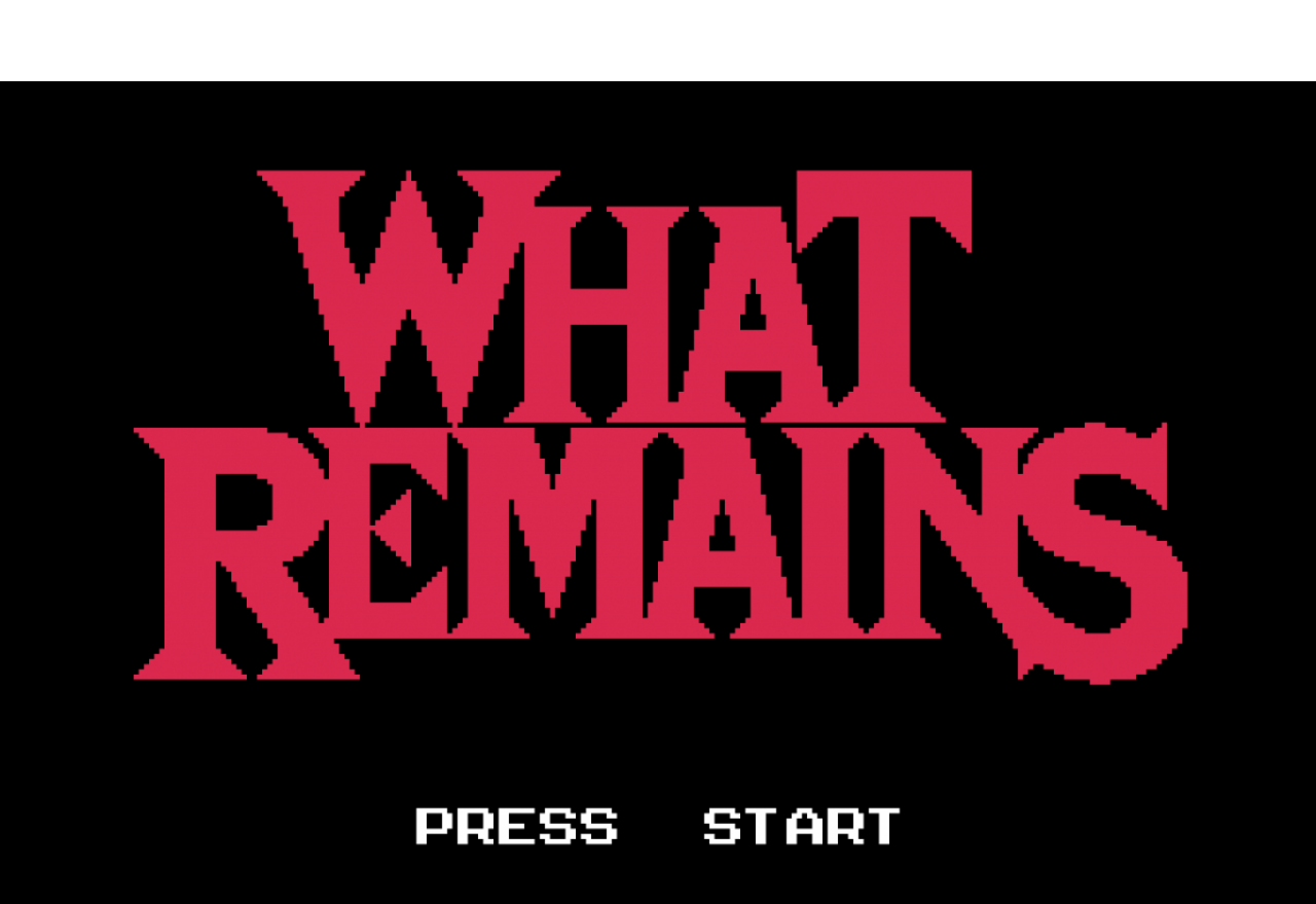 Rosa Schrift auf schwarzem Grund: What Remains