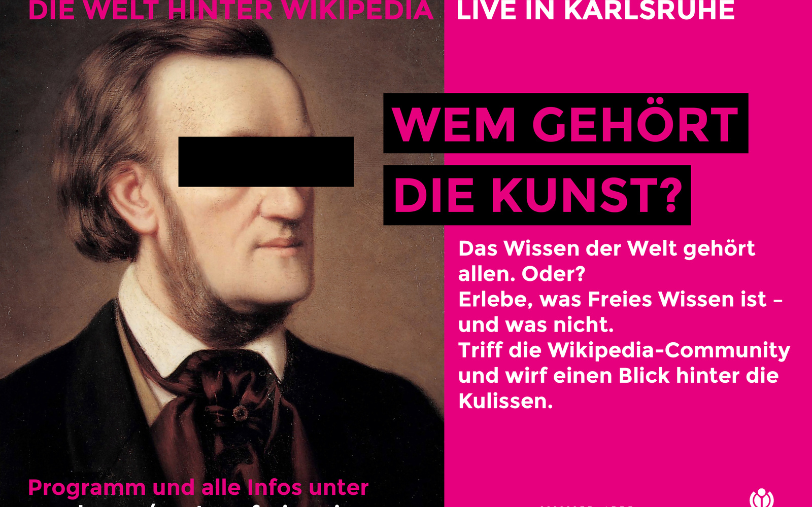 Poster from Wikipedia at ZKM: To whom does art belong?