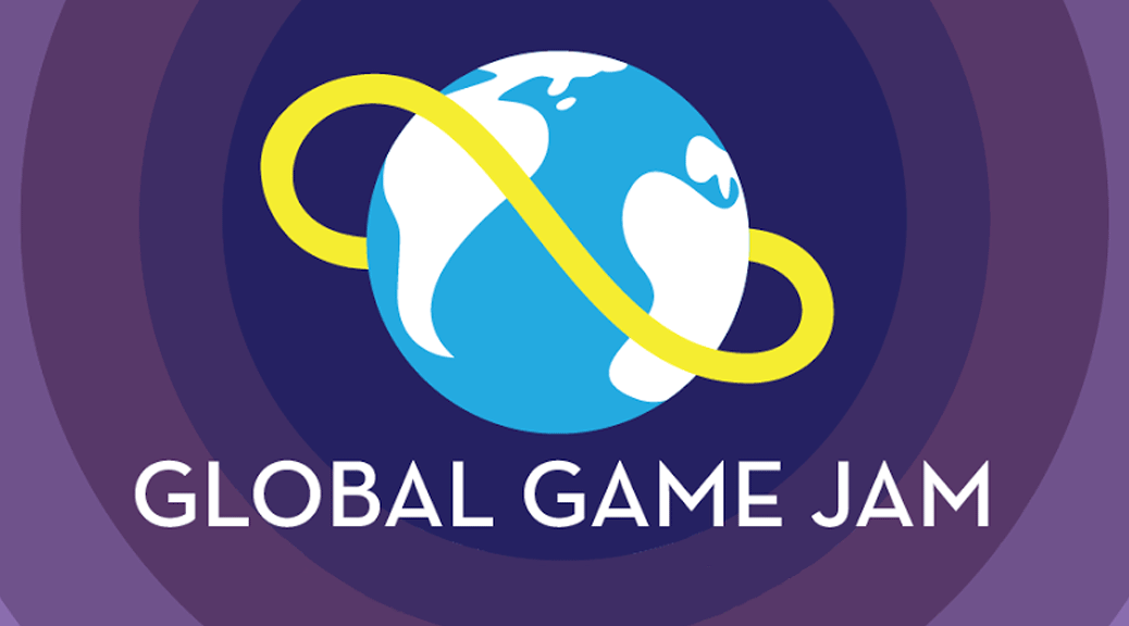 Bunte Grafik, auf der ein Globus und der Text »Global Game Jam« zu sehen sind.