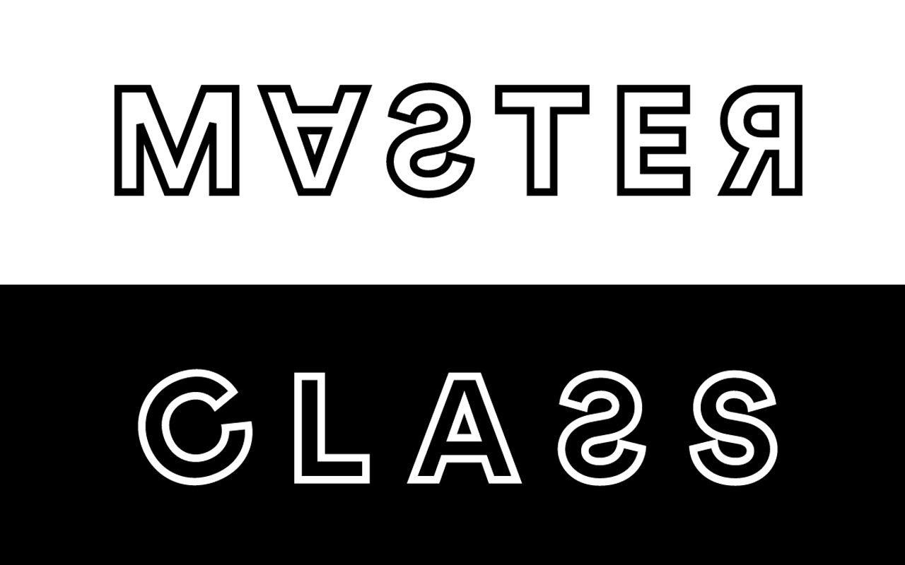 Das Wort Masterclass steht auf einem schwarz-weißen Hintergrund