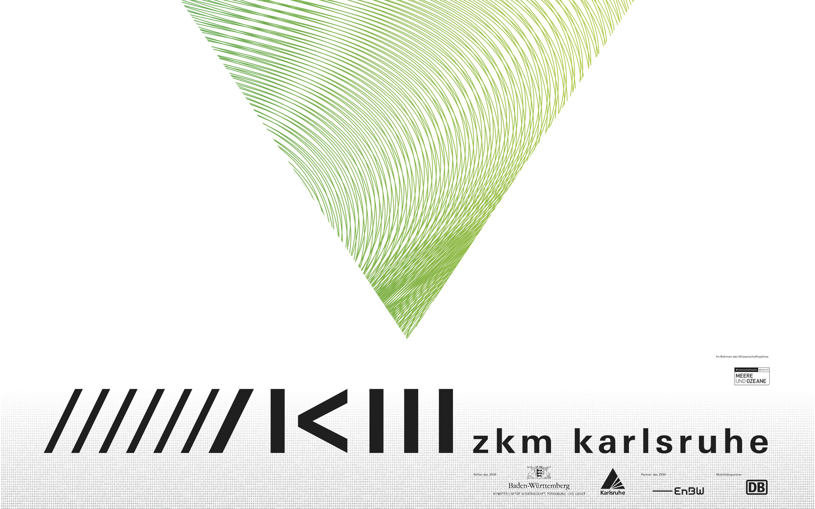 Poster to the symposium »Strömungen«, green rhombus and text