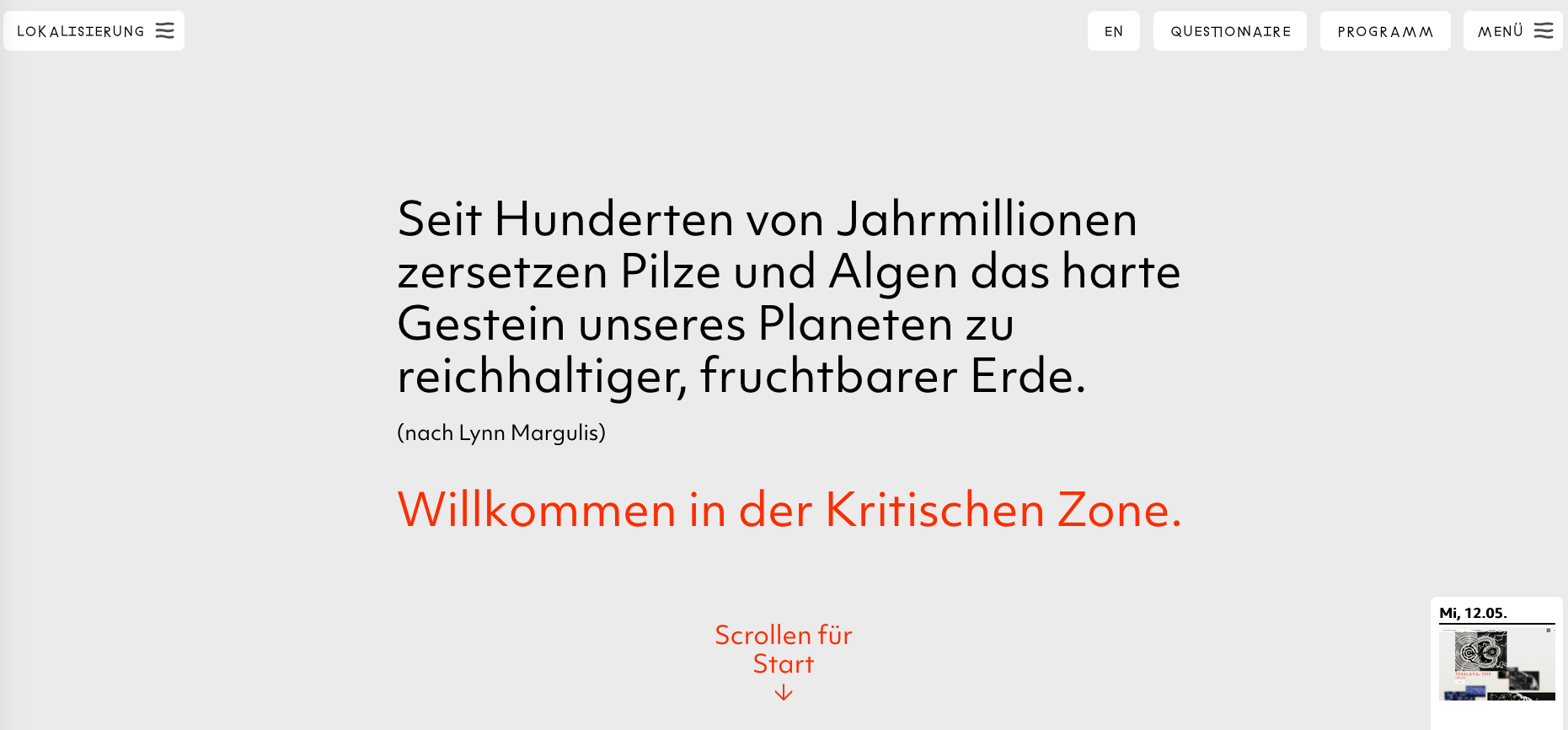 Screenshot »Critical Zones« Ausstellung 