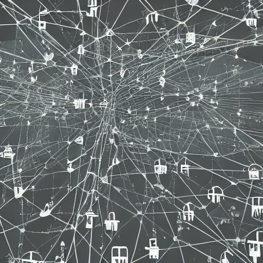 A filigree network of white thread-like structures against a gray background.
