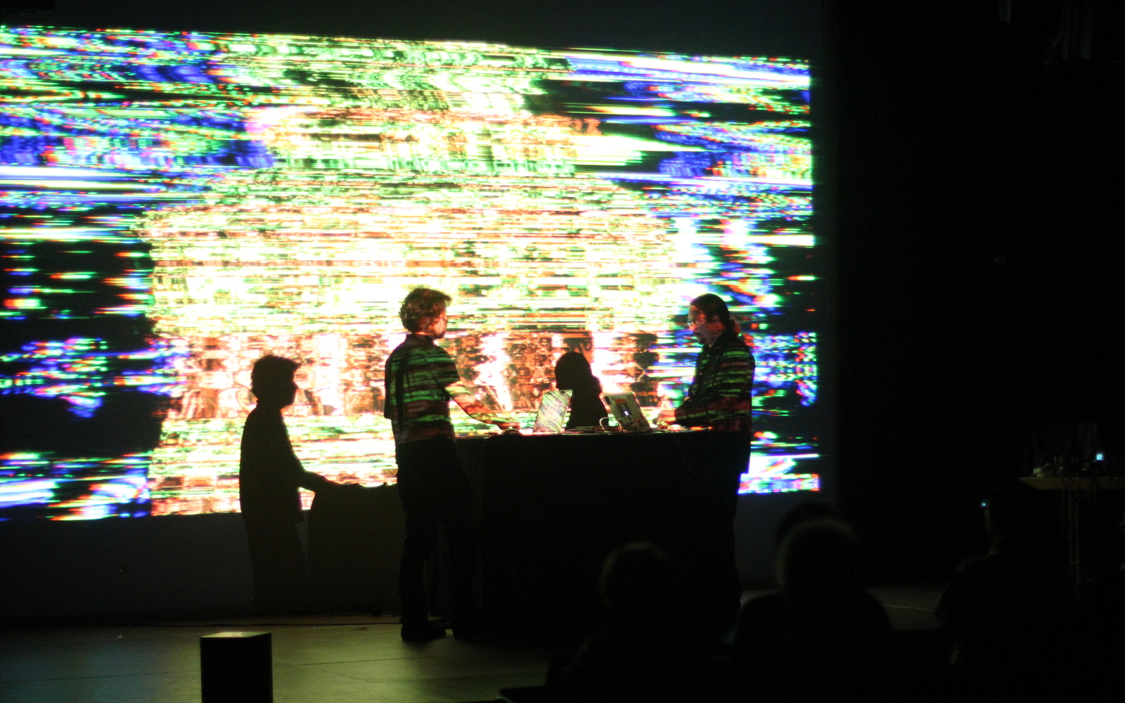 Young musicians on stage at the ZKM Kubus