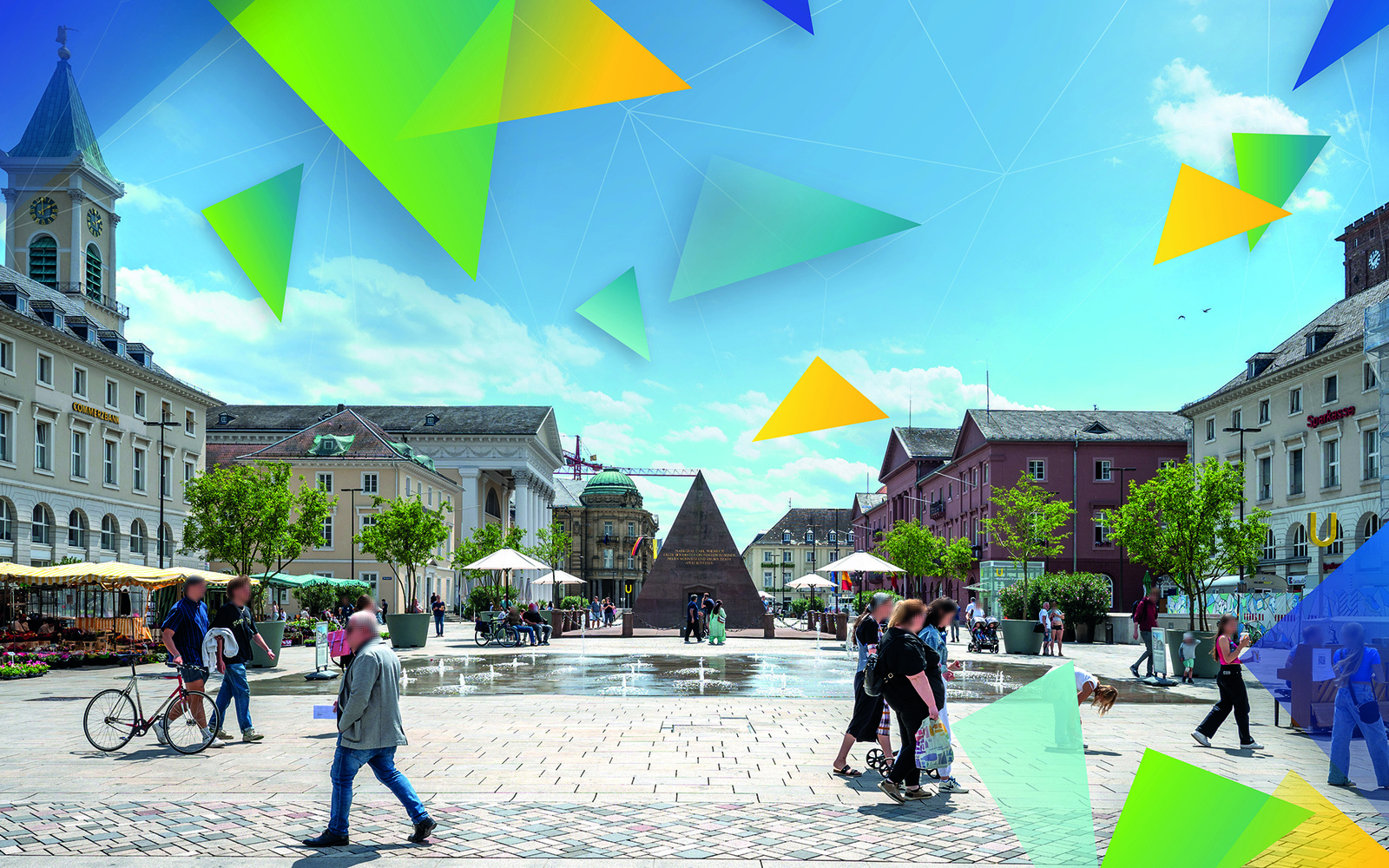 Blick auf den Karlsruher Marktplatz
