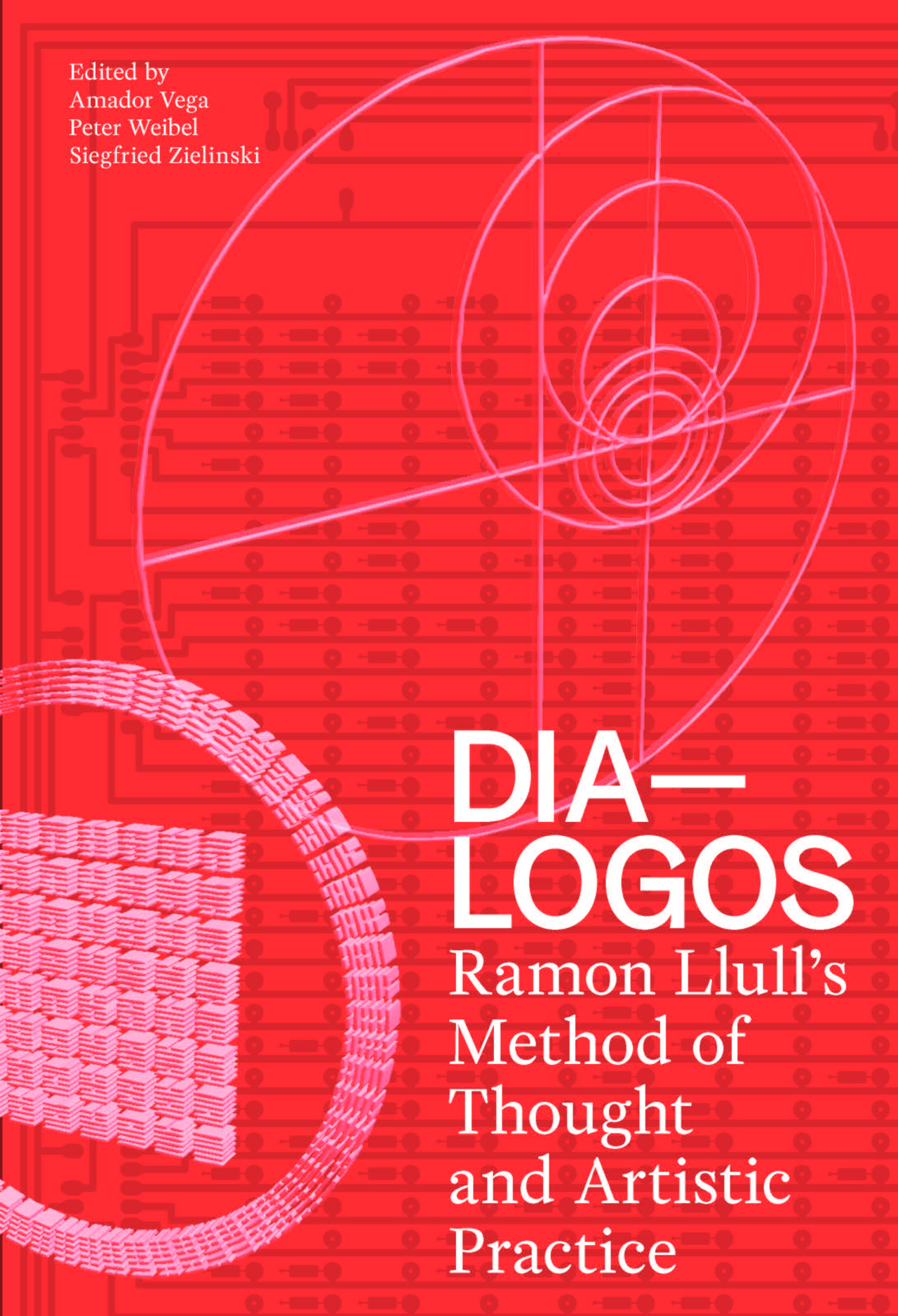 Cover der Publikation »DIA-LOGOS«: weiße Schrift auf rotem Grund