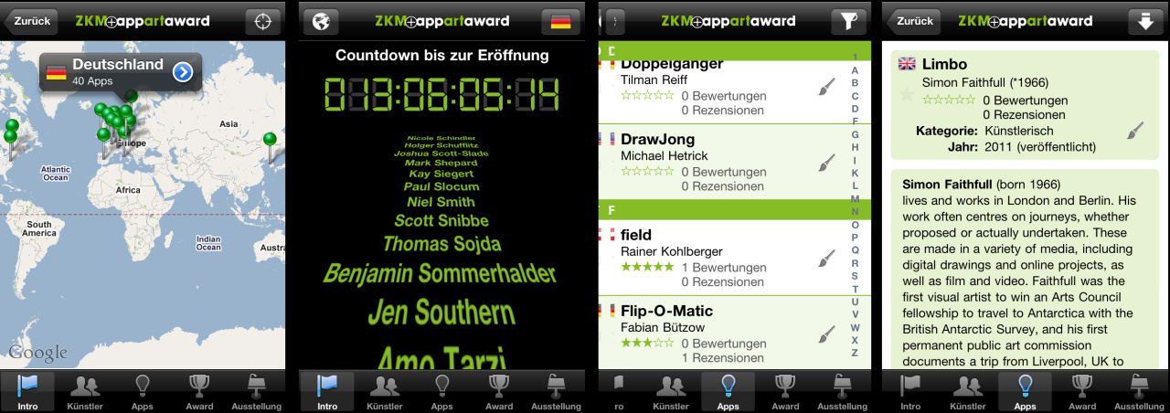 Screenshots der App »AppArtAward 2011»