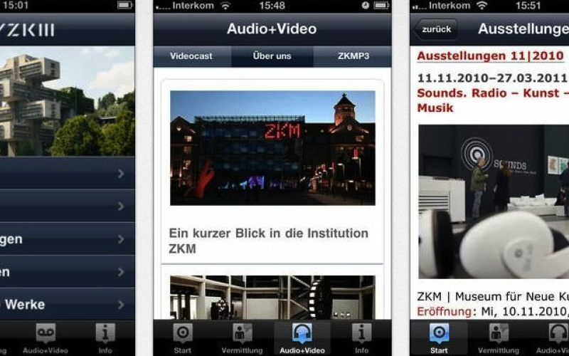 Screenshots der App »ZKM«