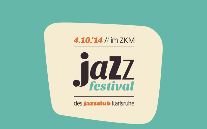 Turquoise background, it sold a beige oval face, stands on the "Jazz Festival"