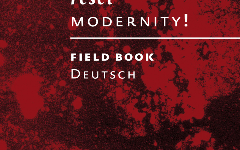 Cover der Broschuere »Reset Modernity«: Schrift auf rotem Grund