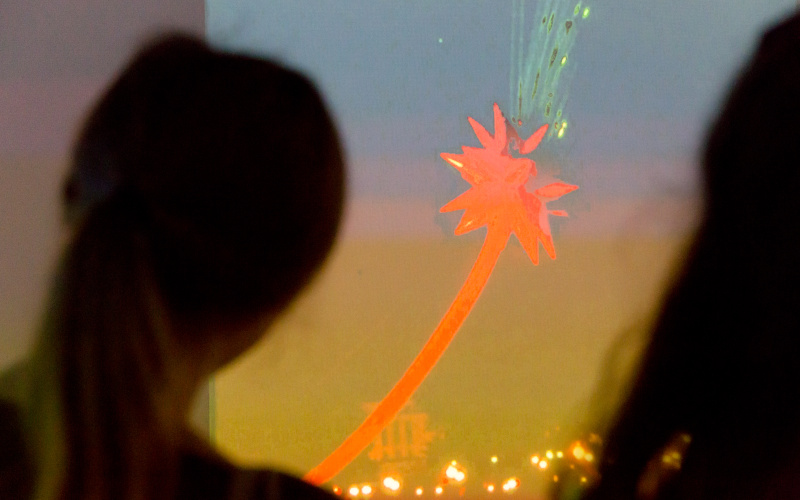 Blick in die Ausstellung »Centerbeam. Eine performative Skulptur des CAVS«