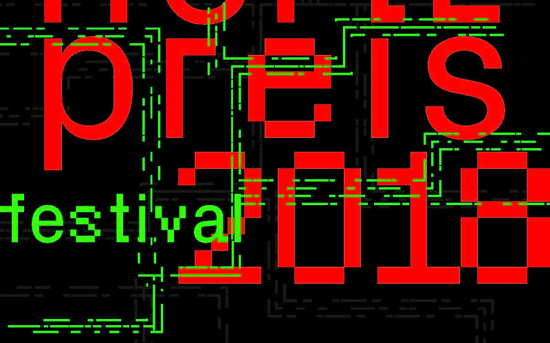 Cover der Publikation: Giga-Hertz-Preis 2018. Rote und grüne Schrift auf schwarzem Hintergrund