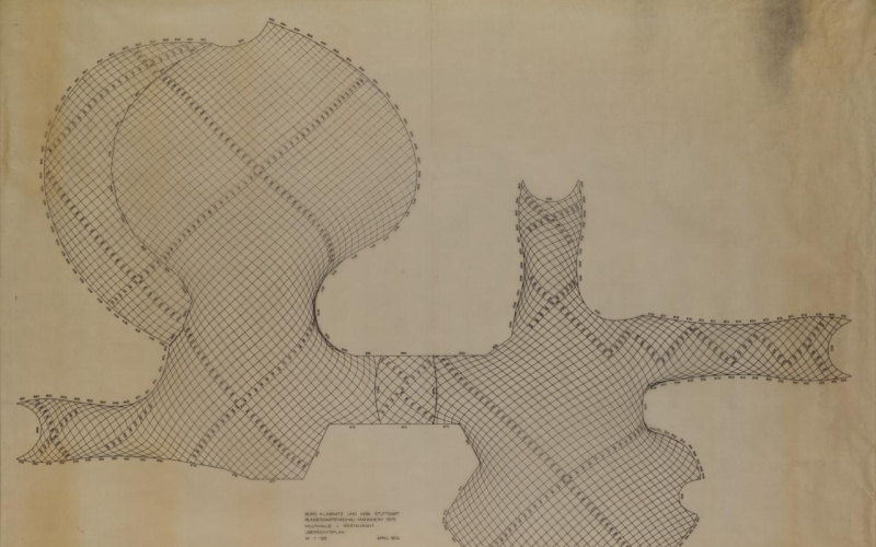 Drawn representation of an organic lattice structure on paper