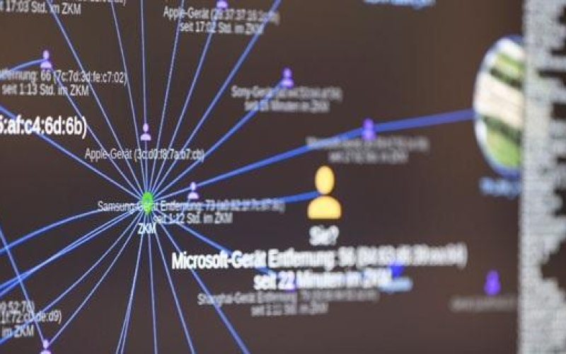 Radiant display of texts on a black background