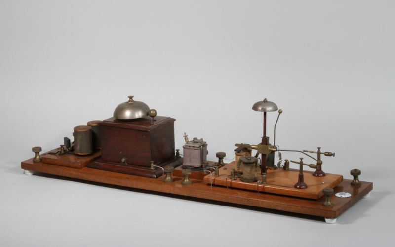 Apparatus made of wood and metal on a white background