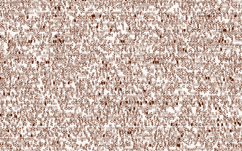 Patterns of red glyphs on white background