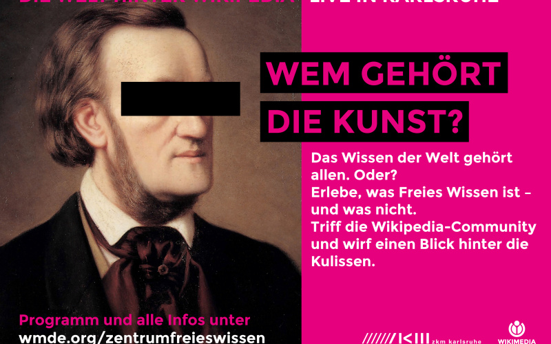 Poster from Wikipedia at ZKM: To whom does art belong?
