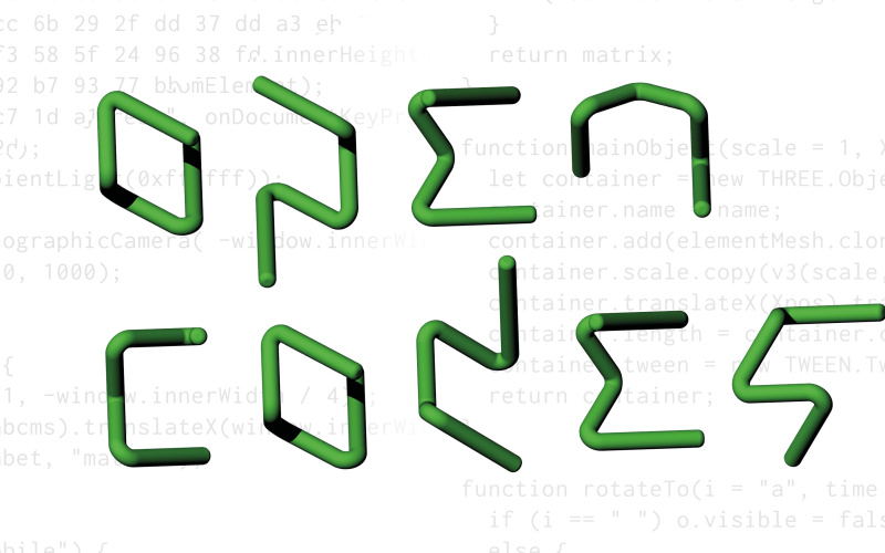 Der Schriftzug Open Codes in Grün