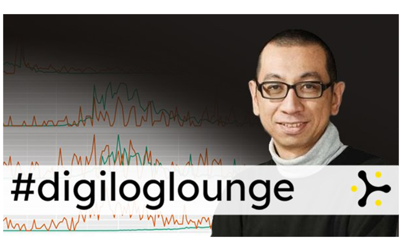 Zu sehen ist Dr. Chung-hong Chan, der in die Kamera schaut, Im Hintergrund statistische Grafiken. Auf dem Bild steht #digiloungedigital.