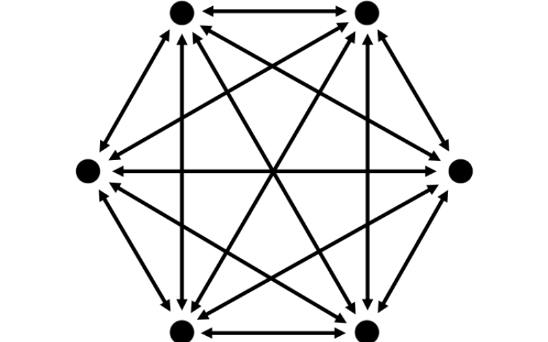 You can see a hexagon with points at each corner and cross connections inside