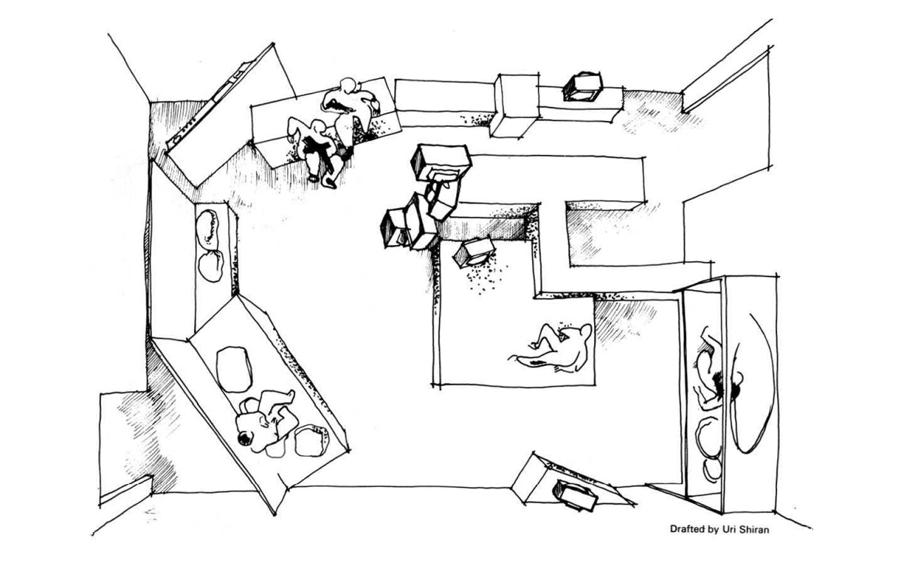 Ira Schneider, "Video Theatre", in: »Radical Software«, Vol. 2, Nr. 5, 1973, Illustration von Uri Shiran