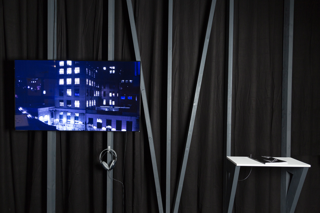 A canvas on which a lightened high-rise is shown