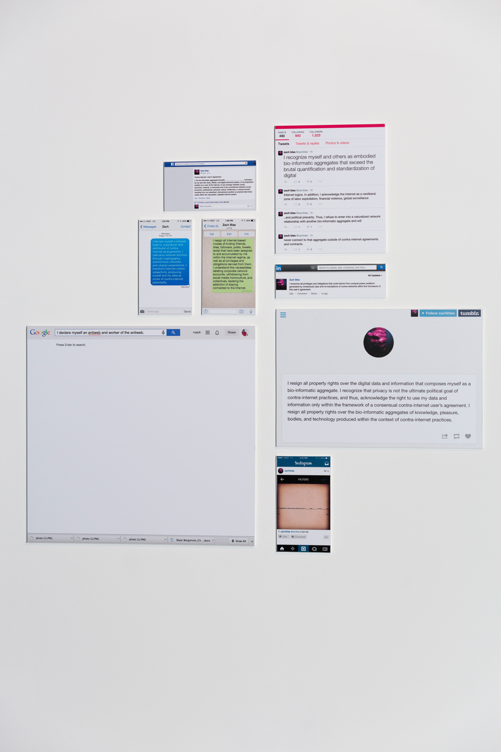 On a canvas several screenshots are displayed
