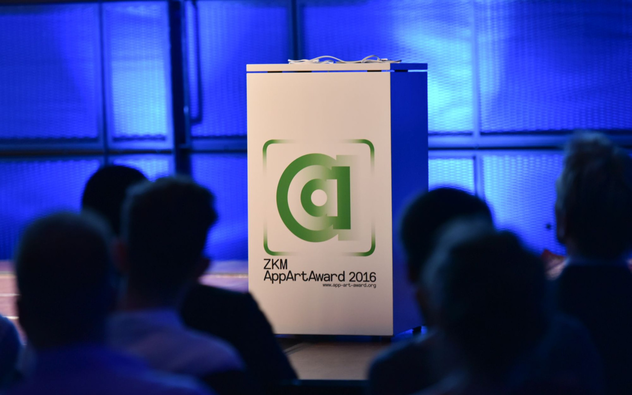 View through the audience to the AppArtAwards speakers podium
