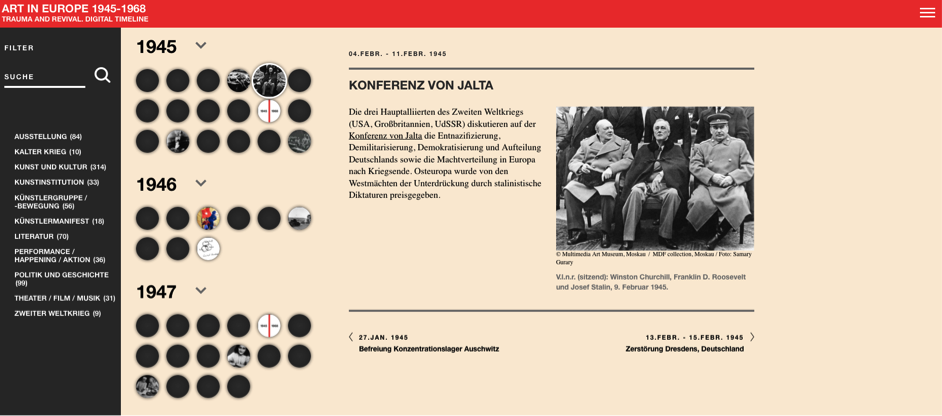 Das Foto zeigt einen Screenshot der EU Timeline 