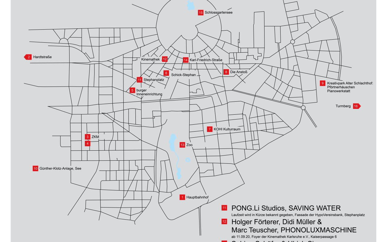 Karte der Stadt Karlsruhe im Rahmen der »Seasons of Media Arts«