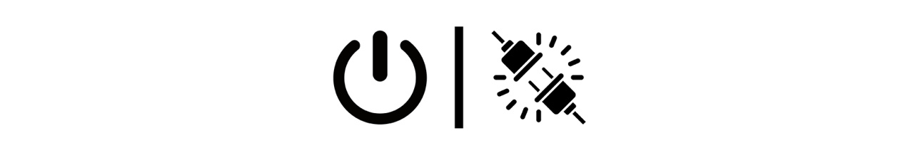 Symbol für Standby und Stromstecker ziehen