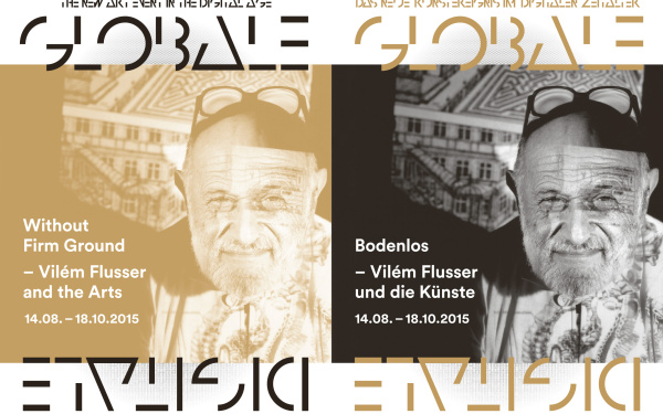 Cover der Broschüre »Bodenlos. Flusser und die Künste«: Portraitfoto von Viém Flusser