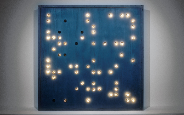Vladimir Bonačić, »Random 63«, 1969, elektronisches Objekt, 76 x 76 x 7 cm