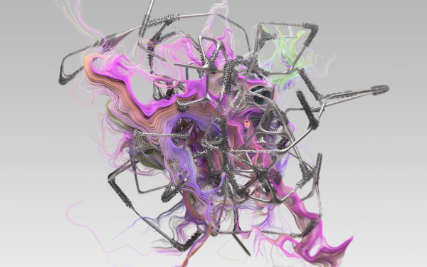 Verwobenes Bild aus Farben und digitalen Strukturen