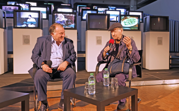 Peter Weibel with Jonas Mekas