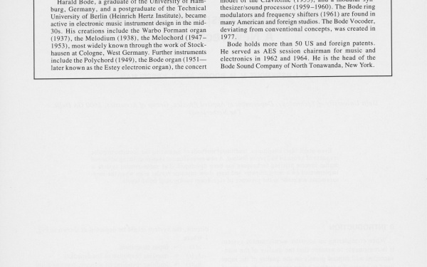 Harald Bode: »History of Electronic Sound Modification [Geschichte der elektronischen Klangveränderung]« (1984)