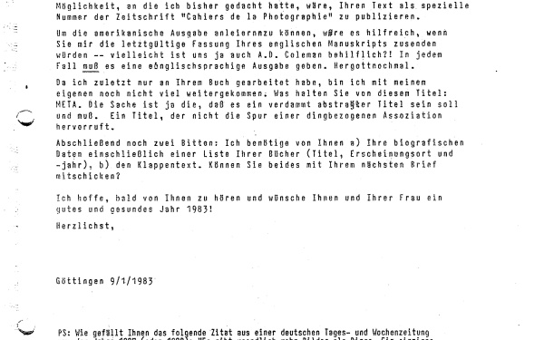 Letter from Andreas Müller Pohle to Vilém Flusser, 09.01.1983