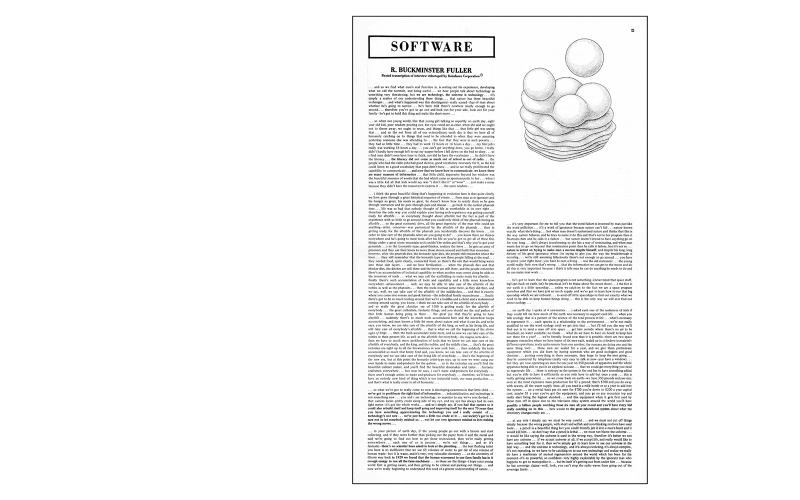 Buckminster Fuller, "Software", in: »Radical Software«, Vol. 1, Nr. 1, 1970