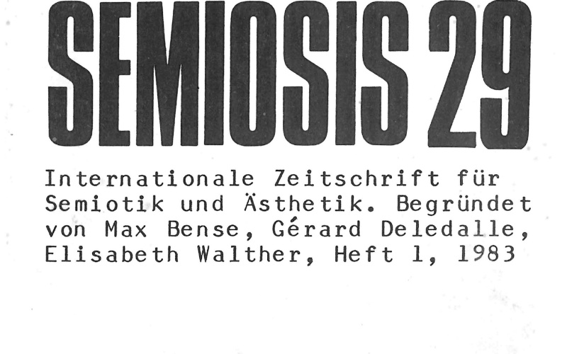 Cover der Zeitschrift »Semiosis«: schwarze Schrift auf weißem Grund