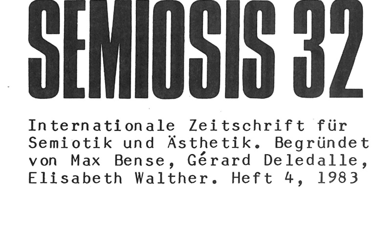 Cover der Zeitschrift »Semiosis«: schwarze Schrift auf weißem Grund