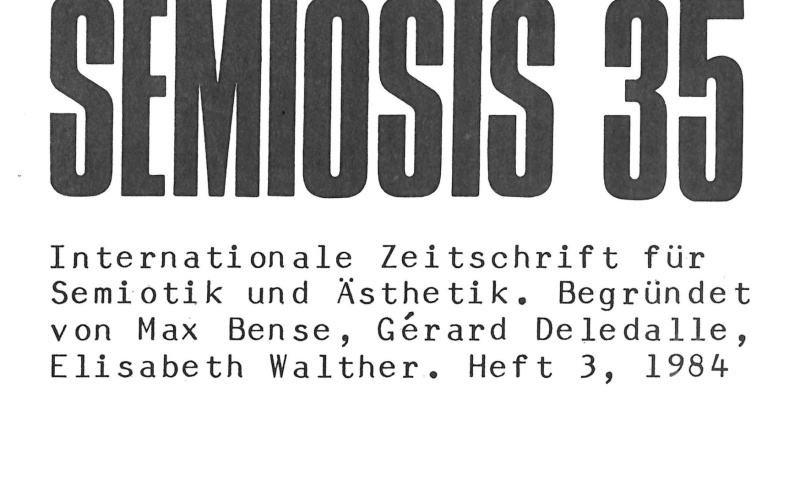 Cover der Zeitschrift »Semiosis«: schwarze Schrift auf weißem Grund