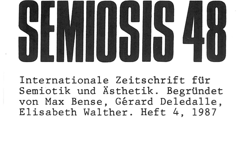 Cover der Zeitschrift »Semiosis«: schwarze Schrift auf weißem Grund