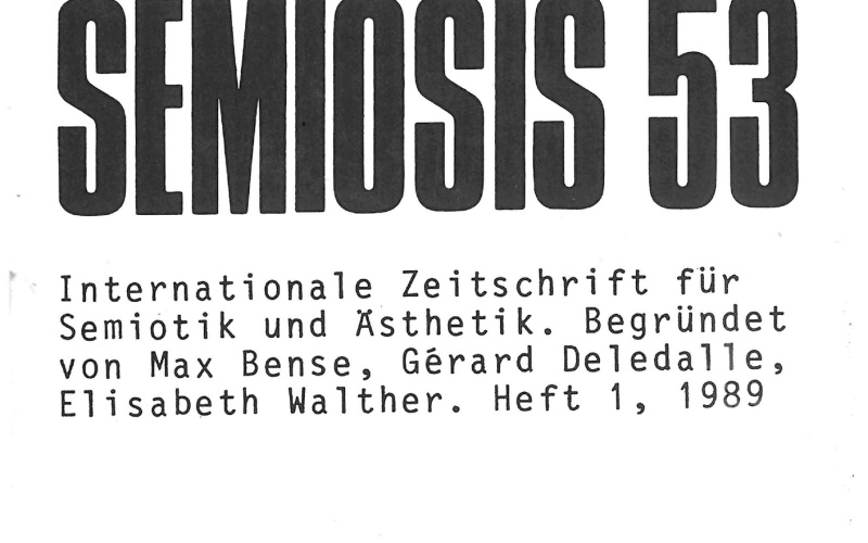 Cover der Zeitschrift »Semiosis«: schwarze Schrift auf weißem Grund