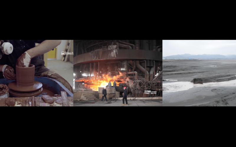 Screen with three images