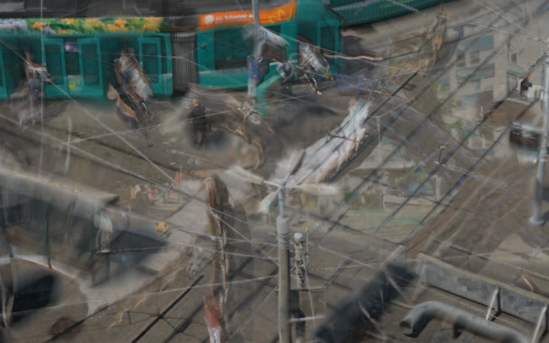Digitally blurred street scene