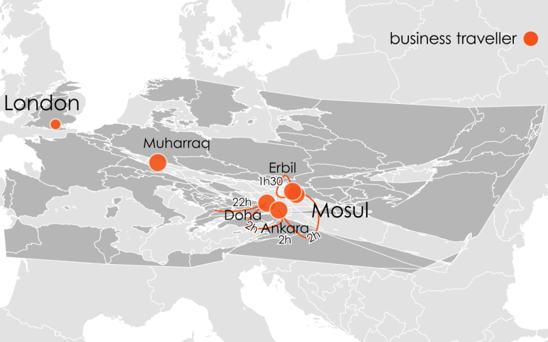 Grey map with orange dots