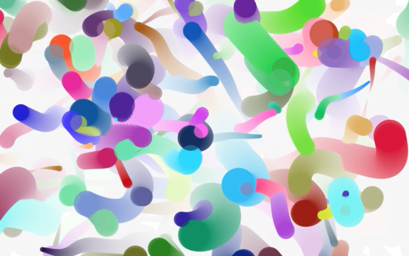 Colourful shapes on a white background
