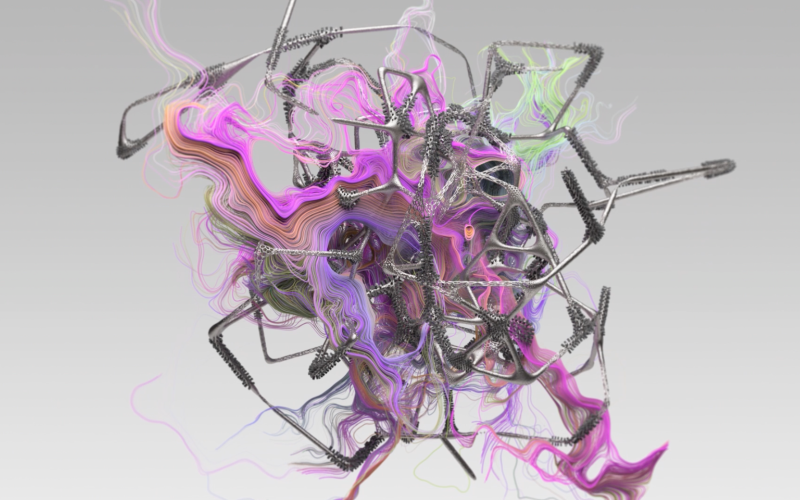 Woven image of colors and digital structures