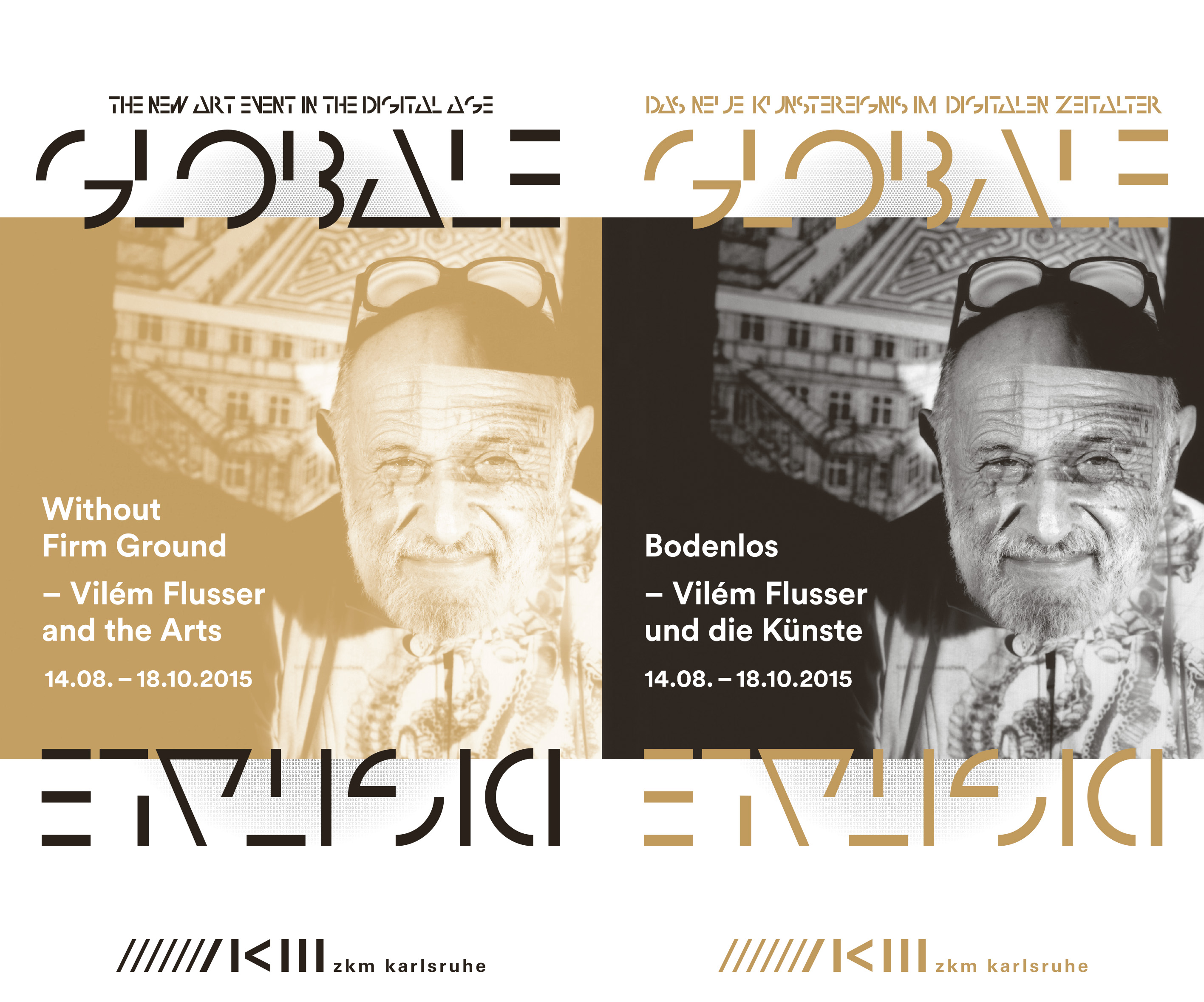 Cover of the brochure »Without Firm Ground. Flusser and the Arts«: portrait Viém Flusser